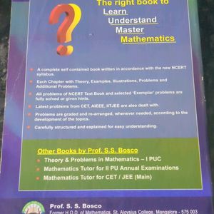 Boscoss Maths Textbook For Kcet And Boards