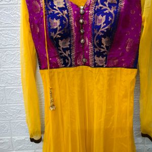 "Radiant Yellow & Purple Anarkali