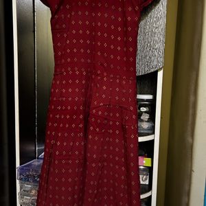 Rust Maroon Colour Anarkali Kurta Size S