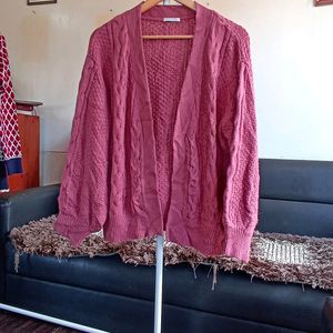 Dark Pink Open Cardigan