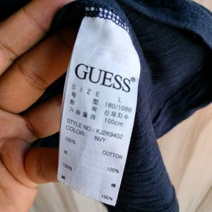 Guess Navy Blue Cotton T-Shirt