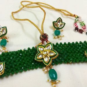 Crystal and kundan Work choker set