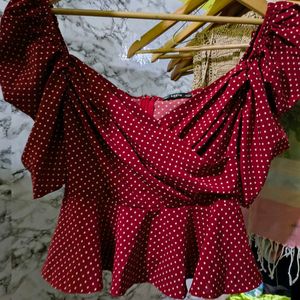 Shein Polka Dot Peplum Top