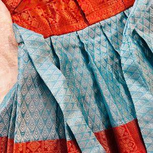 Traditional Silk Frock - 0 To 6months