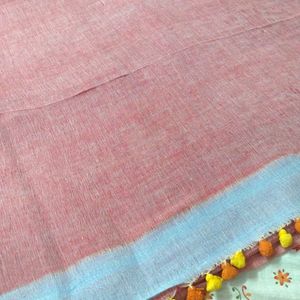 Original Linen Saree With Ganga Jamuna Border