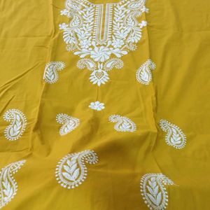 Kurta Fabric Pure Cotton Thread Work