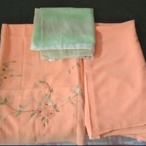 3Piece Fluorescent Peach Gerogette Suit Unstitched