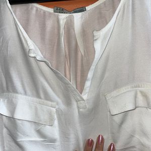 White Tank Top With Patched Pocket