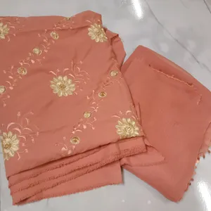 satin dress material with work