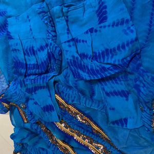 Blue Bandej Chanderi Saree