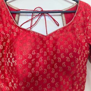 Red Banarasi Padded Blouse