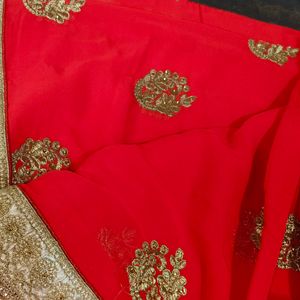 Designer Lightweight Saree With Simple Golden Work