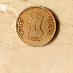 5 Rupees Gold Colour Error Coin