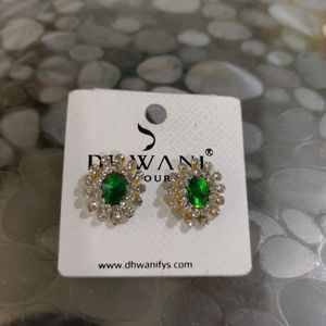 Green Earrings And Stretchable Kangan Set