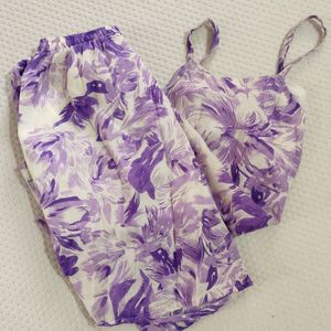 Aesthetic Sleeveless Lavender Night suit