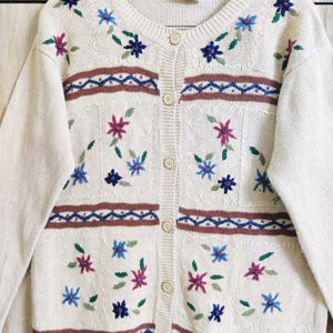 Light Brown Embroidery Work Cardigan Size'40-42