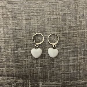 white heart earrings