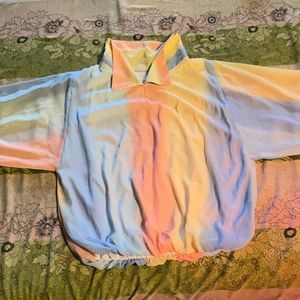 Rainbow Blouson Crop Top Women.