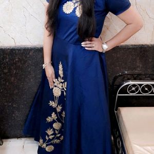 Blue Colored Silk Gown