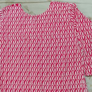 Chikankari Kurta Red And White (New)