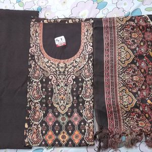 Pashmina Woollen Suit Coffee Brown Color