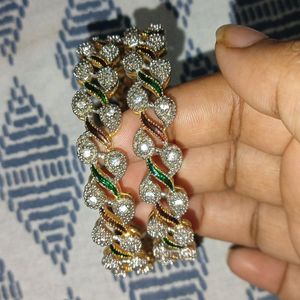 Diamond Cut Kada+ Gold Kundan Kada Bracelet