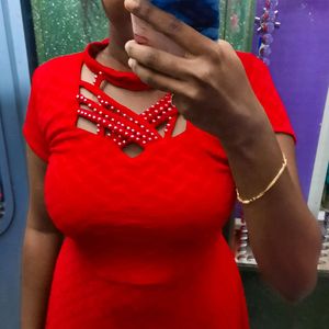 Red midi dress