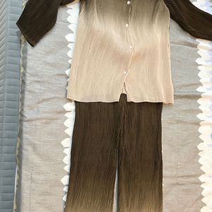 Beige Brown Ombre Coord Set