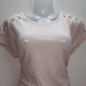 Gorgeous Beige Coloured Pearl Styled Top❤️