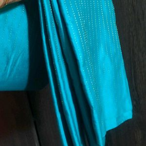 Beautiful Peacock Blue/Green Silk Saree