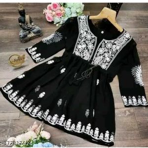 Black Georgette Short Kurti