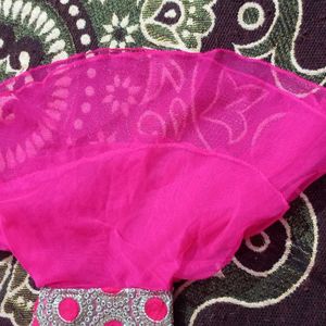 Hot pink Heavy Top With Net bottom And Garara