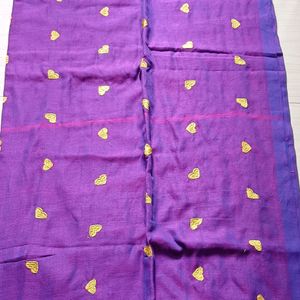 Embroidery Love Design Cotton Blend Saree