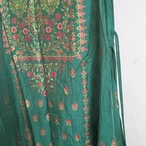 Max Green Asymmetrical Nyra Cut Kurta With Inner