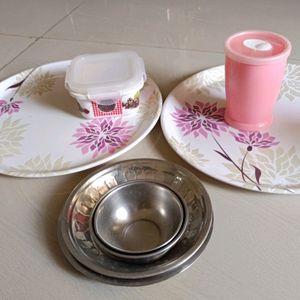 Set Of Kitchen Plates And Container