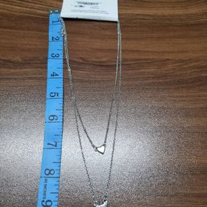 Silver Tone Double Layer Chain W Pendant