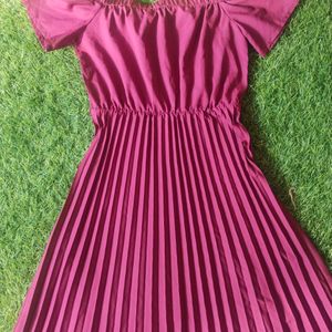 SASSAFRAS High Low Maroon Off Shoulder Dress🍷