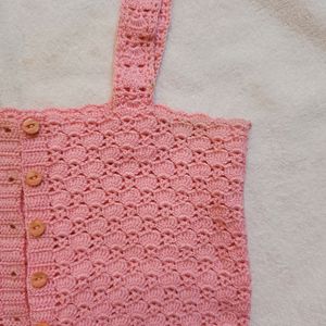 Crochet Crop Top - Pink
