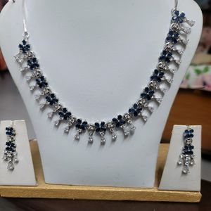 Sapphire With Ad Stones Necklace Set