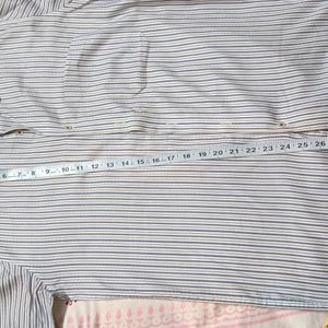 Louis Philippe Men Off White Stripe Cotton Shirt