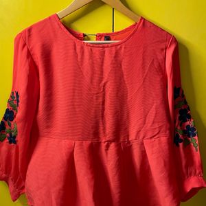 Peplum Tunic Top with Placement Embroidery