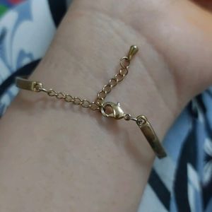 Girlish Golden Bracelet With Silver Crystal Stone