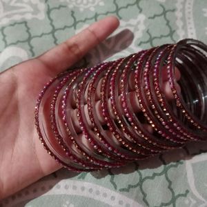 Maroon Colour Bangle ( Set Of 12)