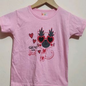 Pink T-shirt For Baby Girl 4- 5 Year