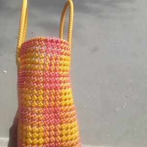 Hand Made Red With Yellow Wire Bag