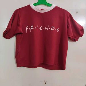 Maroon Friends Crop Top