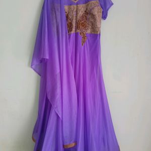 Violet Gown With Dupatta