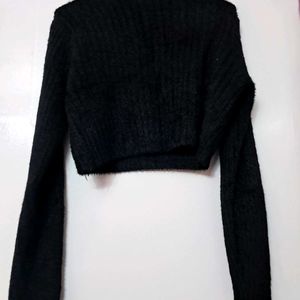 Black Sweater Crop Top