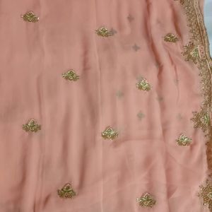 Peach Colour Pure Georgette Saree