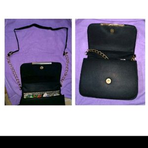 Black Sling Bag (with golden chain)